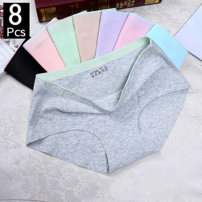 8Pcs Briefs for Women fashion sexy woman panties Solid seamless underpants  cpanties for women cotton underwear girl knickers