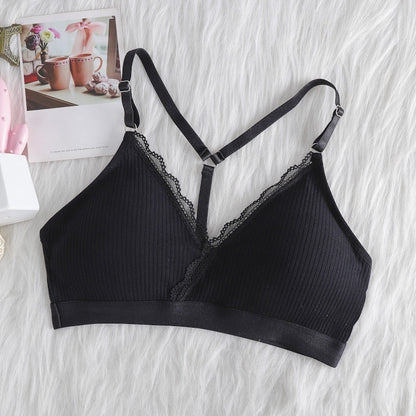 Women Push Up Bra Bralette Thin Shoulder Strap Underwear Fitness Lace Bras Tube Tops